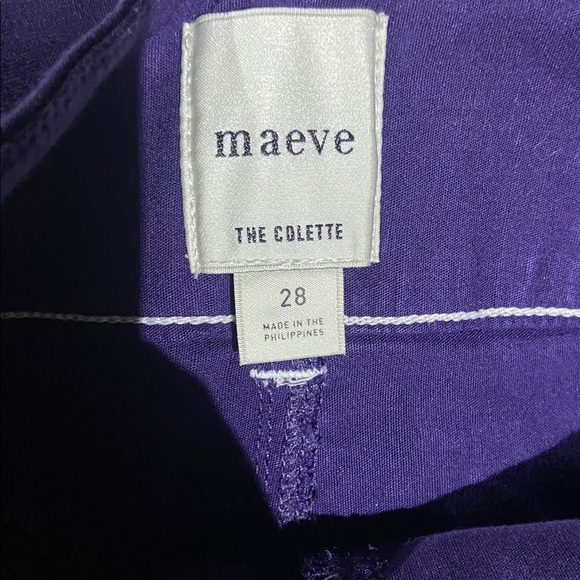 Anthropologie Maeve The Collette Wide Leg Contrast Stitch Edition Sz 28 Purple - Picture 4 of 5